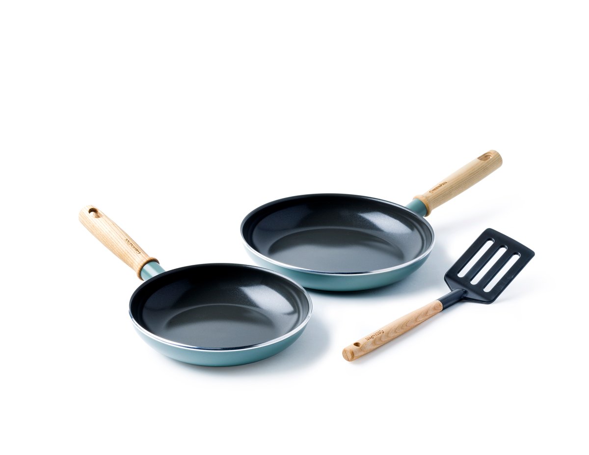 GreenPan Mayflower Pro frying pan set + spatula Green-blue