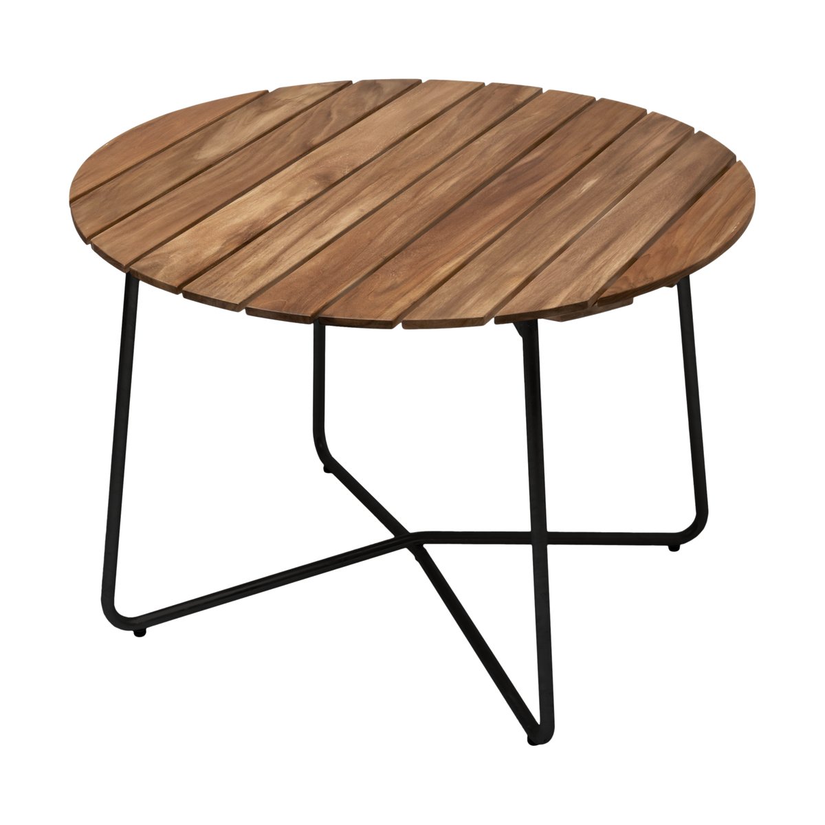 Grythyttan Stålmöbler 9A dining table Untreated teak-black, Ø100 cm