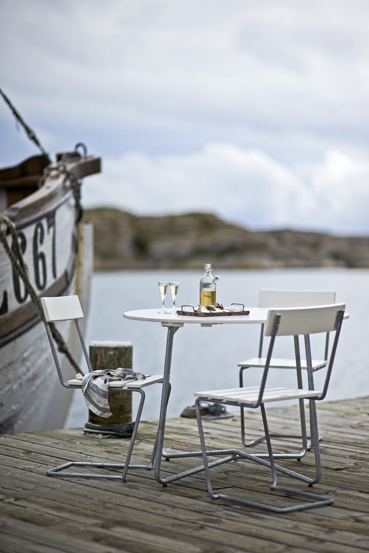 9A dining table - White lacquered oak Ø100 cm - Grythyttan Stålmöbler