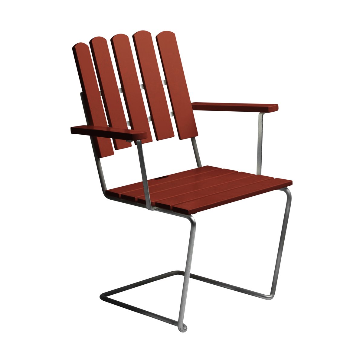 Grythyttan Stålmöbler A2 armchair Dark red lacquered oak-galvanized base