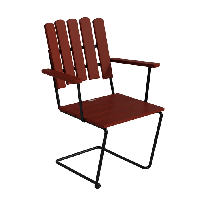 A2 armchair - Dark red lacquered oak–black steel frame - Grythyttan Stålmöbler
