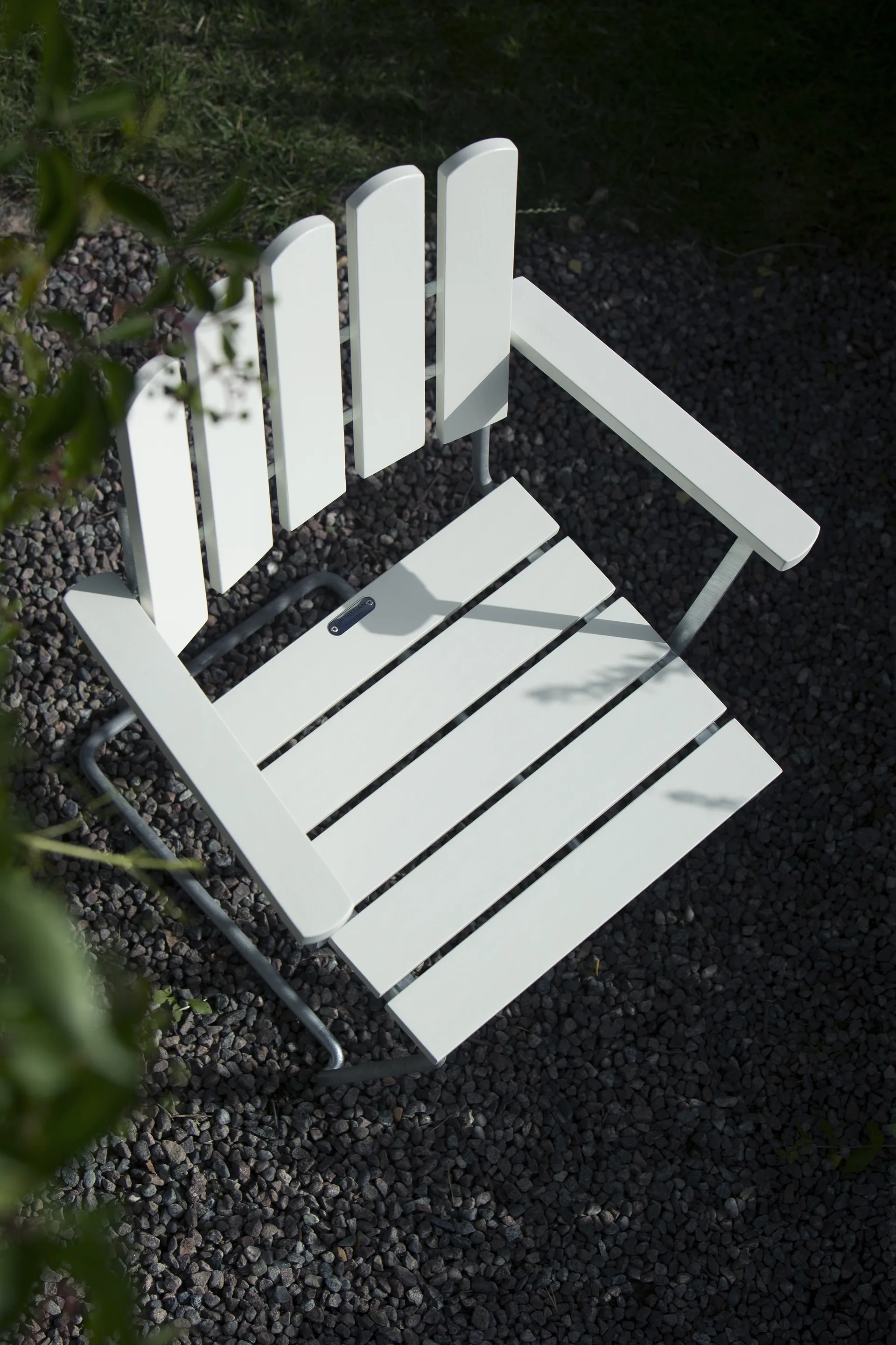 A2 armchair, White lacquer oak-hot-dip galvanized Grythyttan Stålmöbler