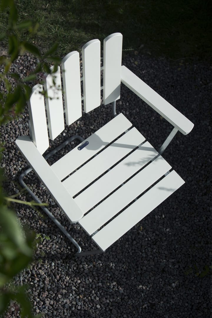 A2 armchair - White lacquer oak-hot-dip galvanized - Grythyttan Stålmöbler