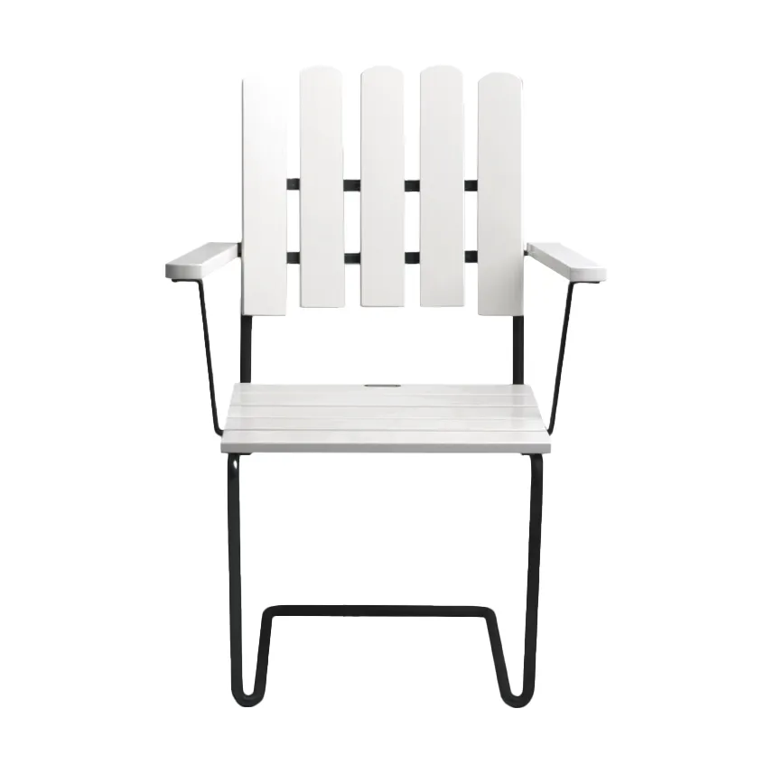 A2 armchair, White lacquered oak-black Grythyttan Stålmöbler