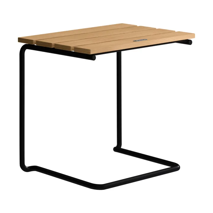 A3 table/footstool - Oiled oak–black steel frame - Grythyttan Stålmöbler