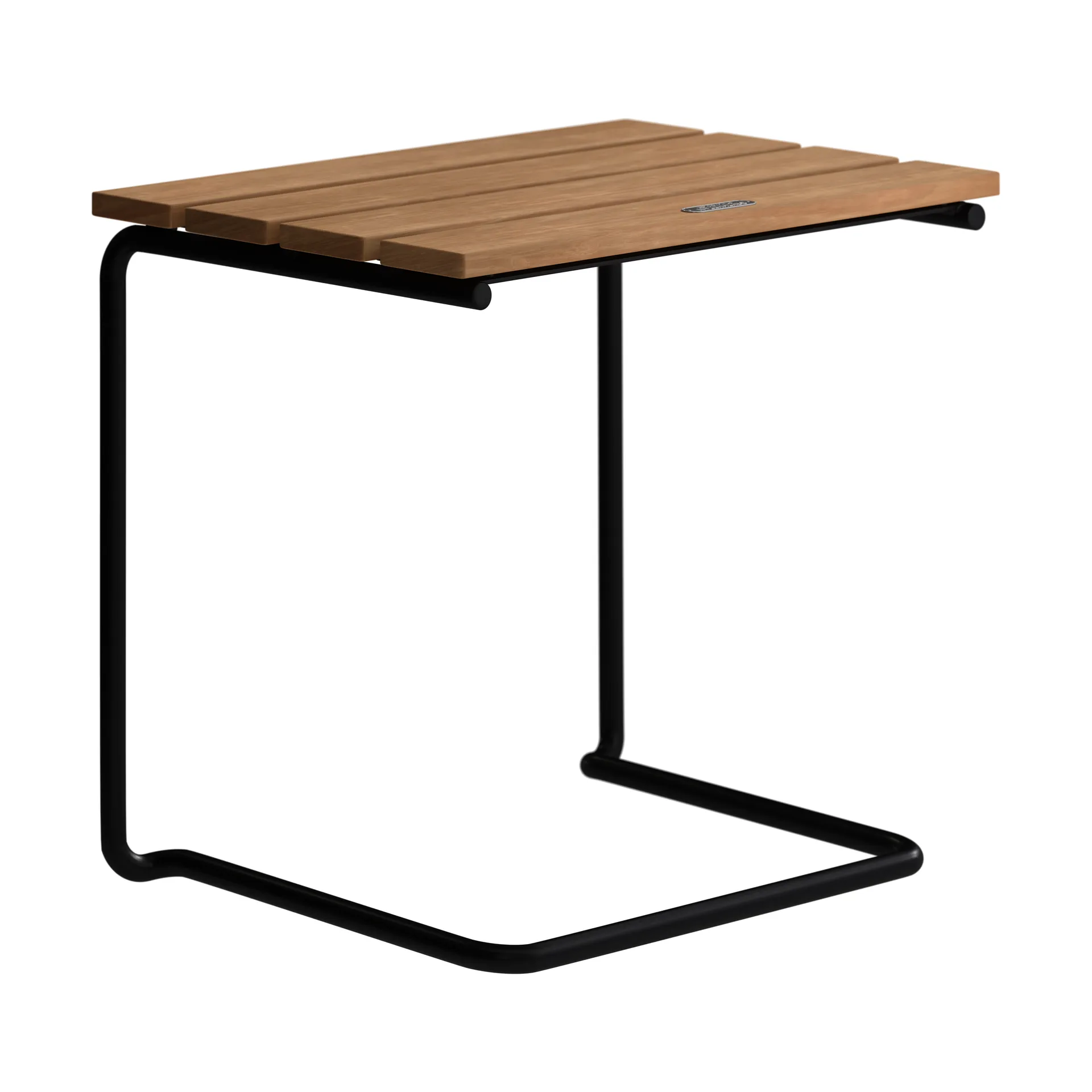 A3 table/footstool, Teak-black steel frame Grythyttan Stålmöbler