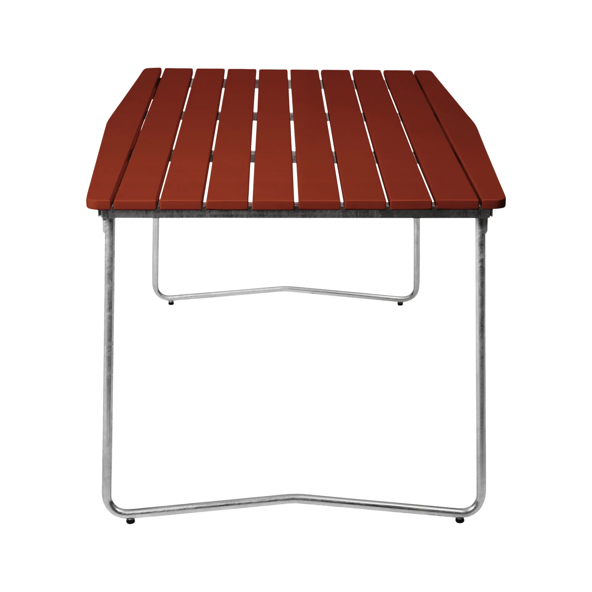 B31 dining table, 170x92 cm, Dark red lacquered oak-galvanised steel Grythyttan Stålmöbler