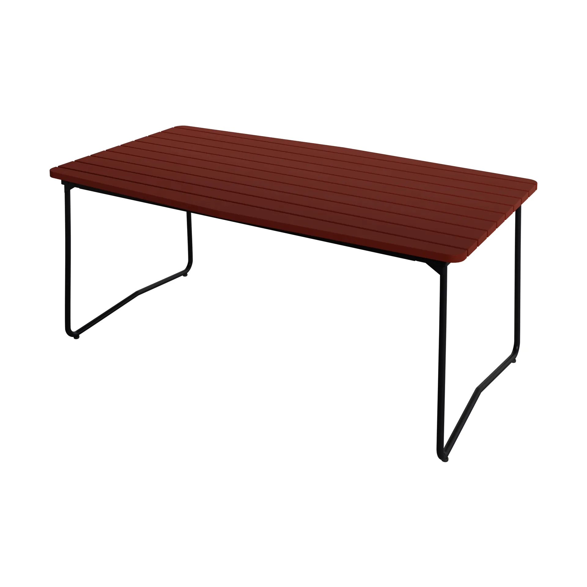 B31 dining table, Dark red lacquered oak-black steel frame, 170x92 cm Grythyttan Stålmöbler