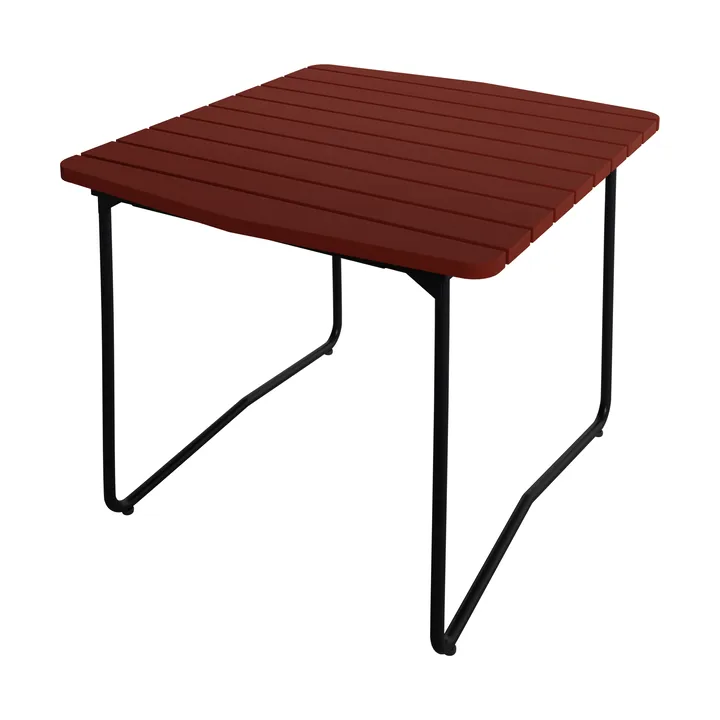 B31 dining table - Dark red lacquered oak-black steel frame, 84x92 cm - Grythyttan Stålmöbler