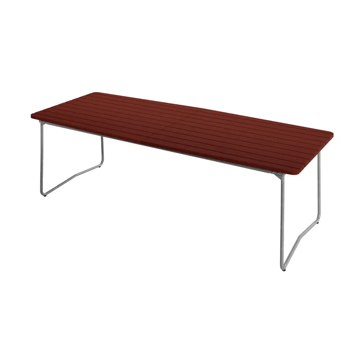B31 dining table - Dark red lacquered oak–hot-dip galvanized frame, 230x92 cm - Grythyttan Stålmöbler
