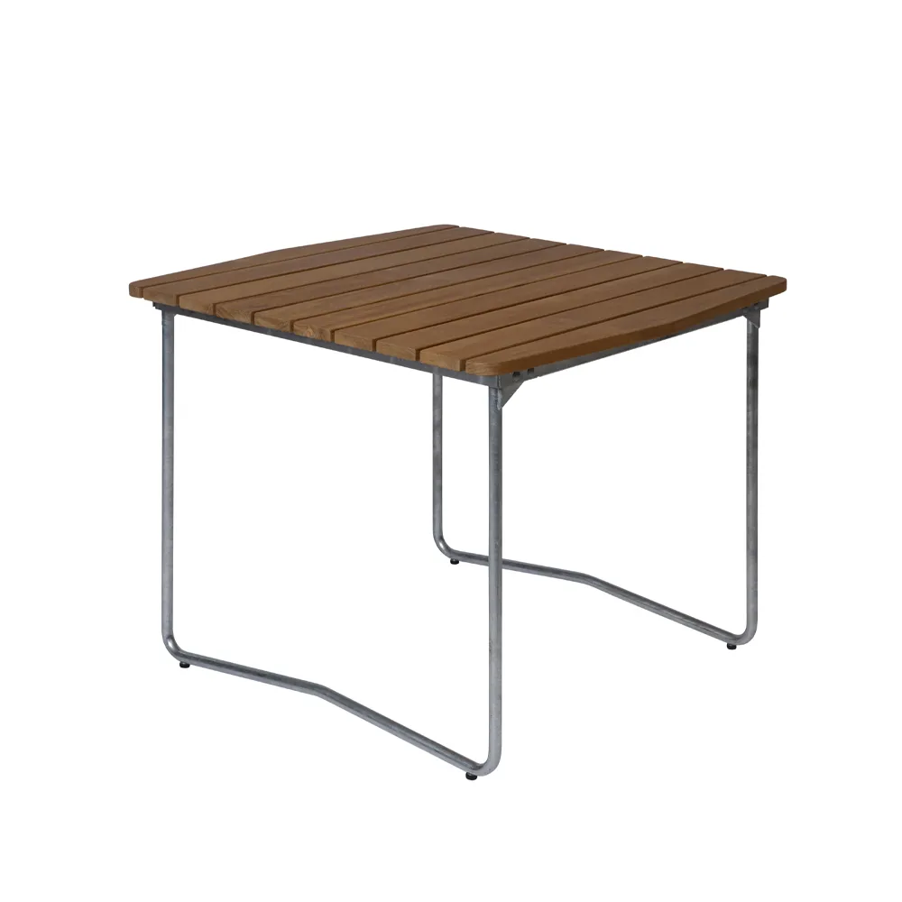 B31 dining table, Teak-hot-dip galvanized stand Grythyttan Stålmöbler