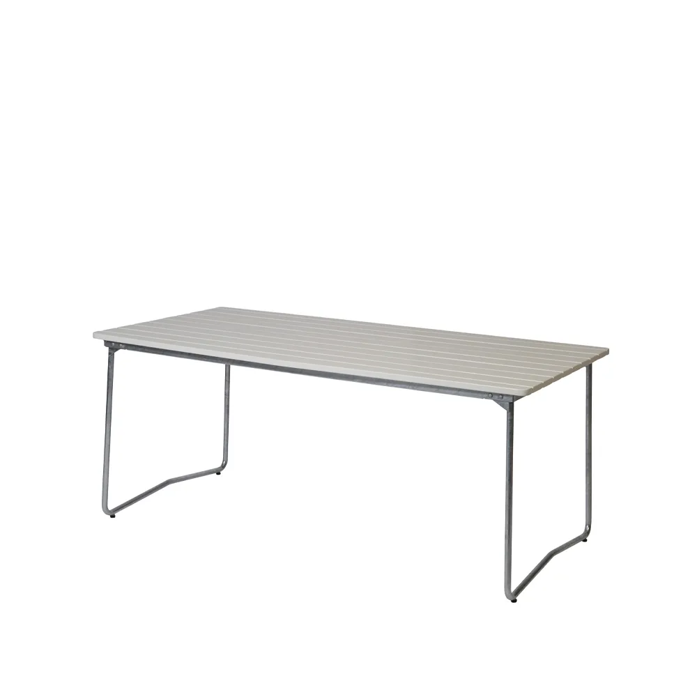 B31 dining table, White lacquer oak-hot-dip galvanized Grythyttan Stålmöbler