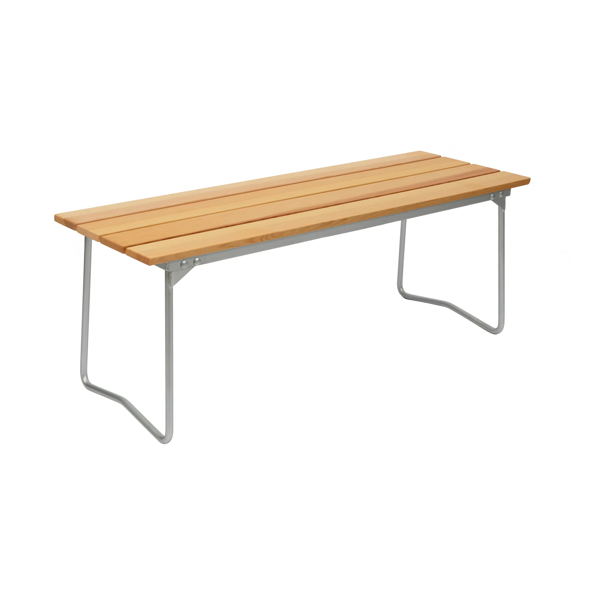 Bänk 8 bench, Pine oil-hot-dip galvanized steel stand Grythyttan Stålmöbler