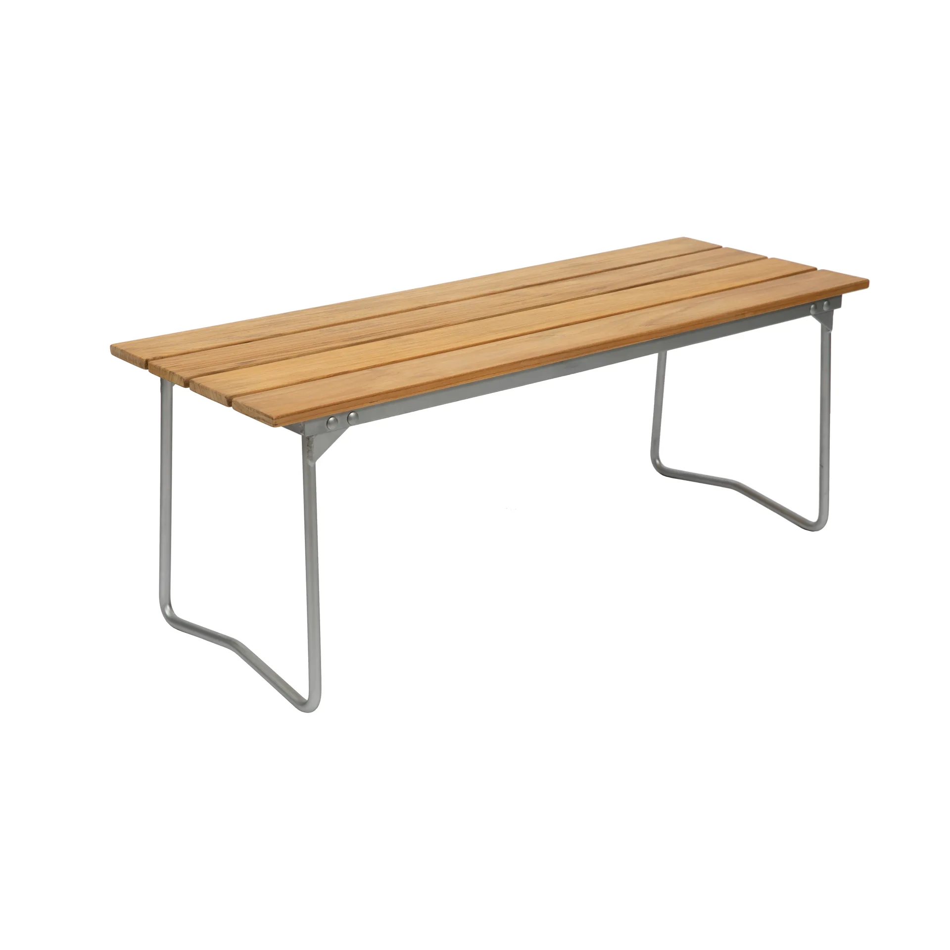Bänk 8 bench, Teak-hot-dip galvanized steel stand Grythyttan Stålmöbler