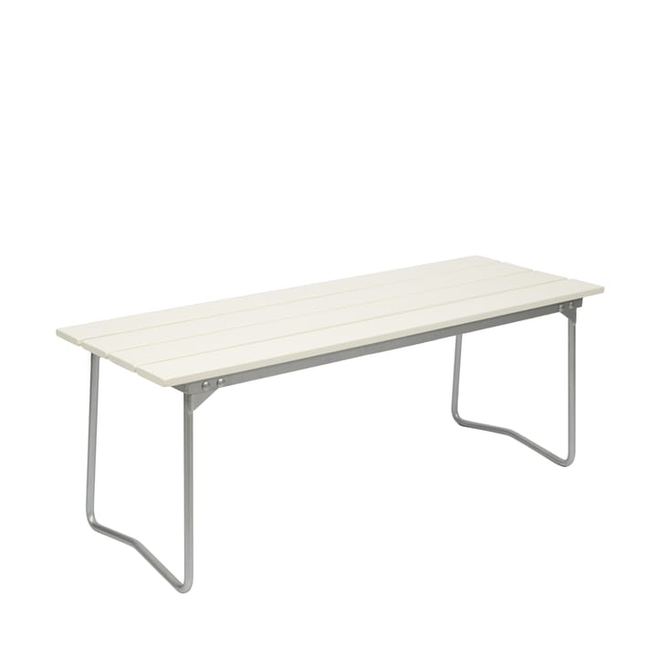 Bänk 8 bench - White lacquer oak-hot-dip galvanized steel stand - Grythyttan Stålmöbler