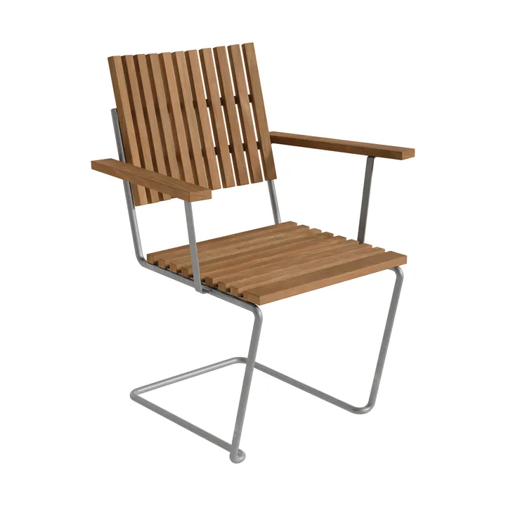 Bovik armchair - Teak-warm galvanized frame - Grythyttan Stålmöbler