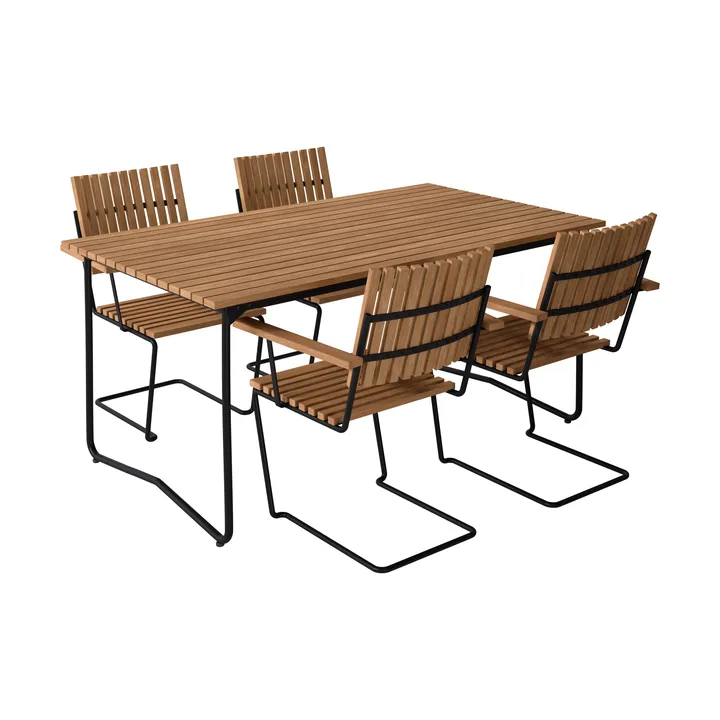 Bovik table + 4 chairs, teak-black - Grythyttan Stålmöbler