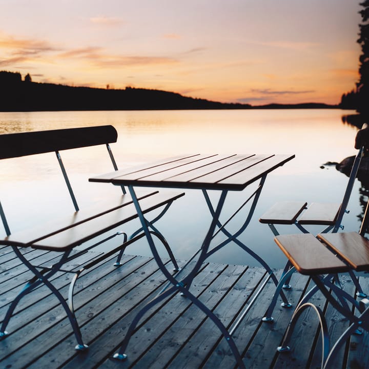 Bryggeri table - Teak-hot-dip galvanized stand - Grythyttan Stålmöbler