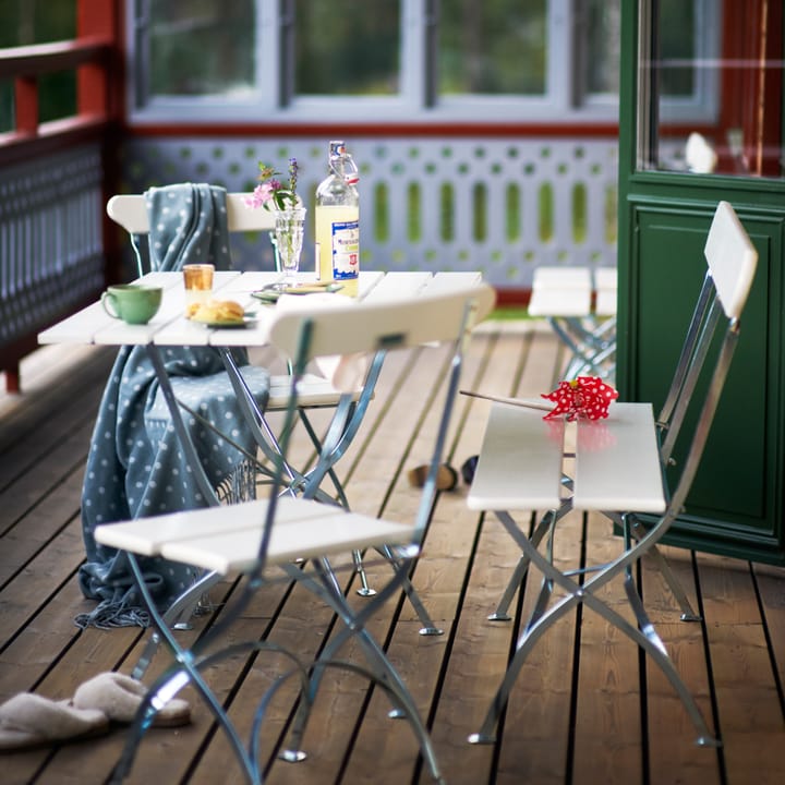 Bryggeri table - White lacquer oak-hot-dip galvanized - Grythyttan Stålmöbler