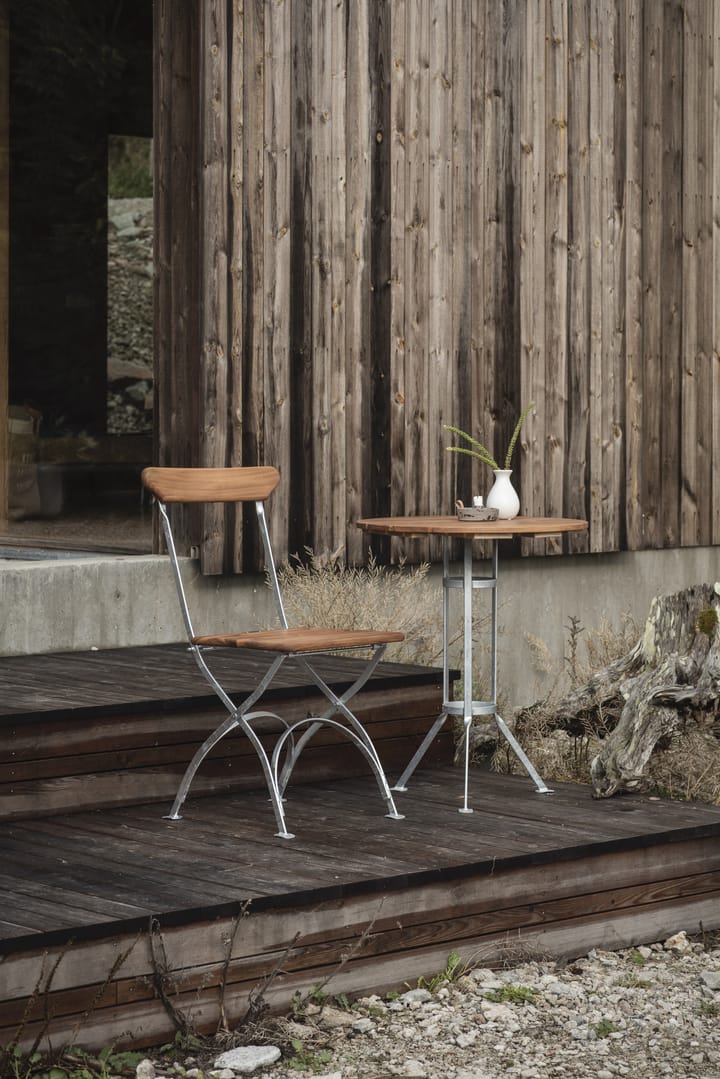 Bryggeri tripod table - Teak-hot-dip galvanized stand - Grythyttan Stålmöbler