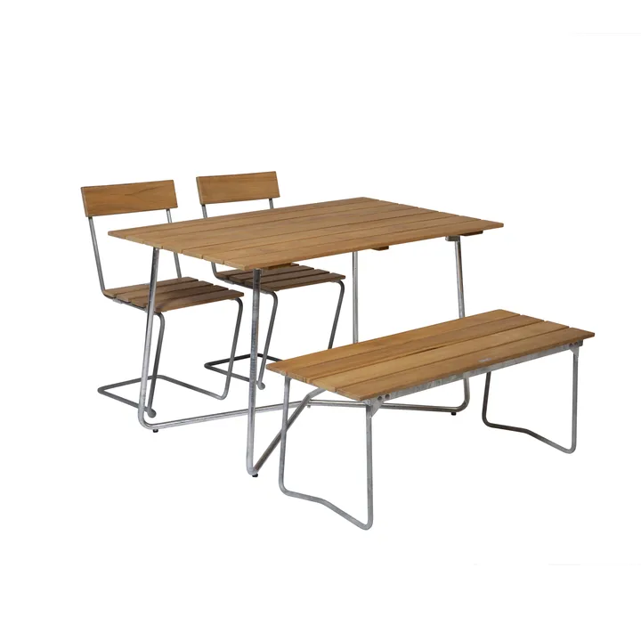 Grythyttan dining set B25A + 2 pcs Chair 1 + Bench 8 teak - Grythyttan Stålmöbler