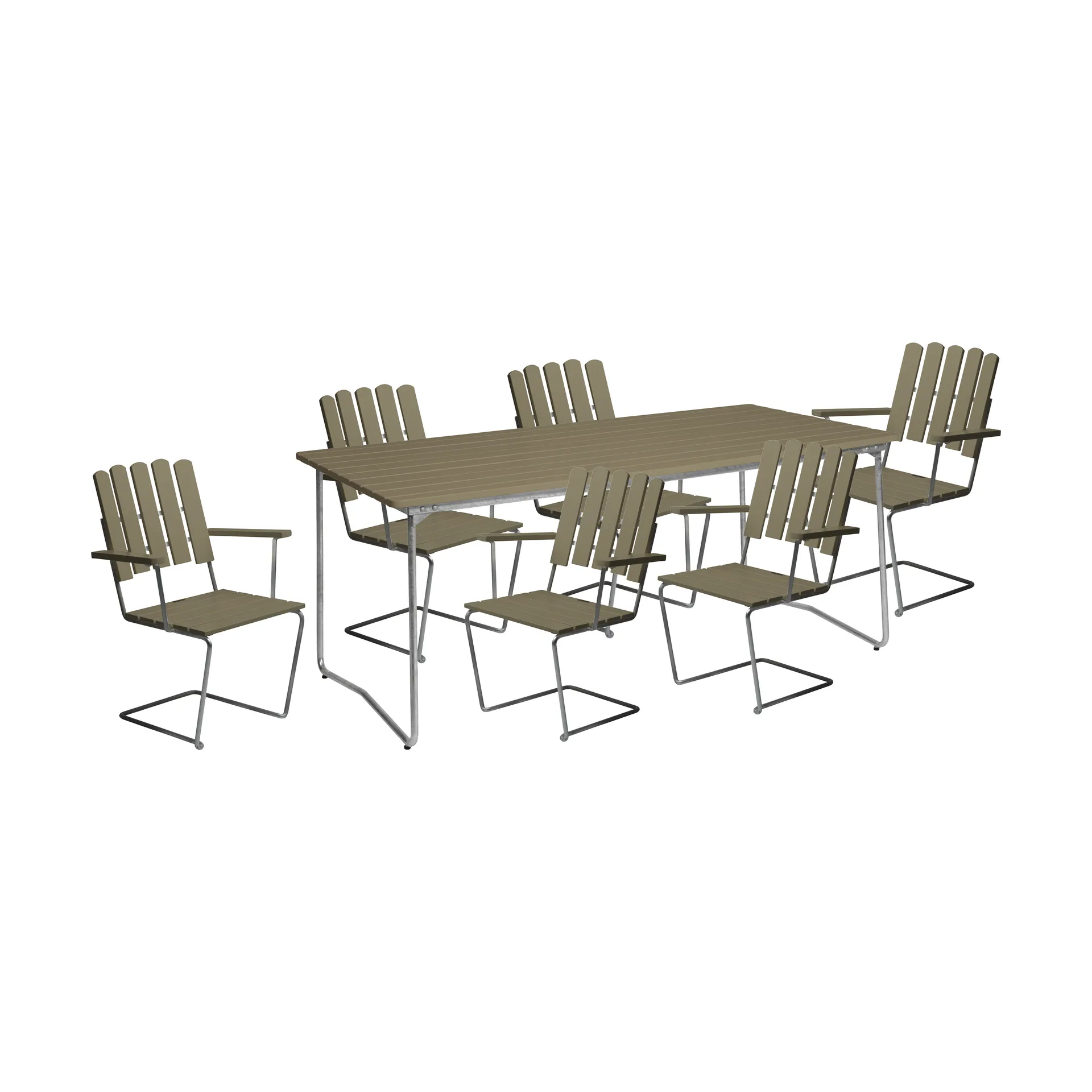 Grythyttan dining set B31 170 + 6 pcs A2 light green,  Grythyttan Stålmöbler