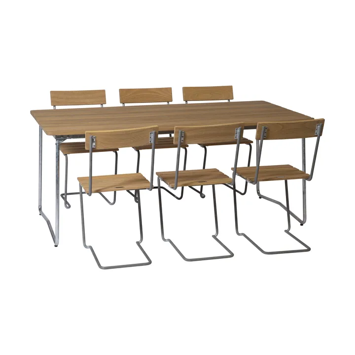 Grythyttan dining set B31 + 6 pcs Chair 1 oiled oak - Grythyttan Stålmöbler