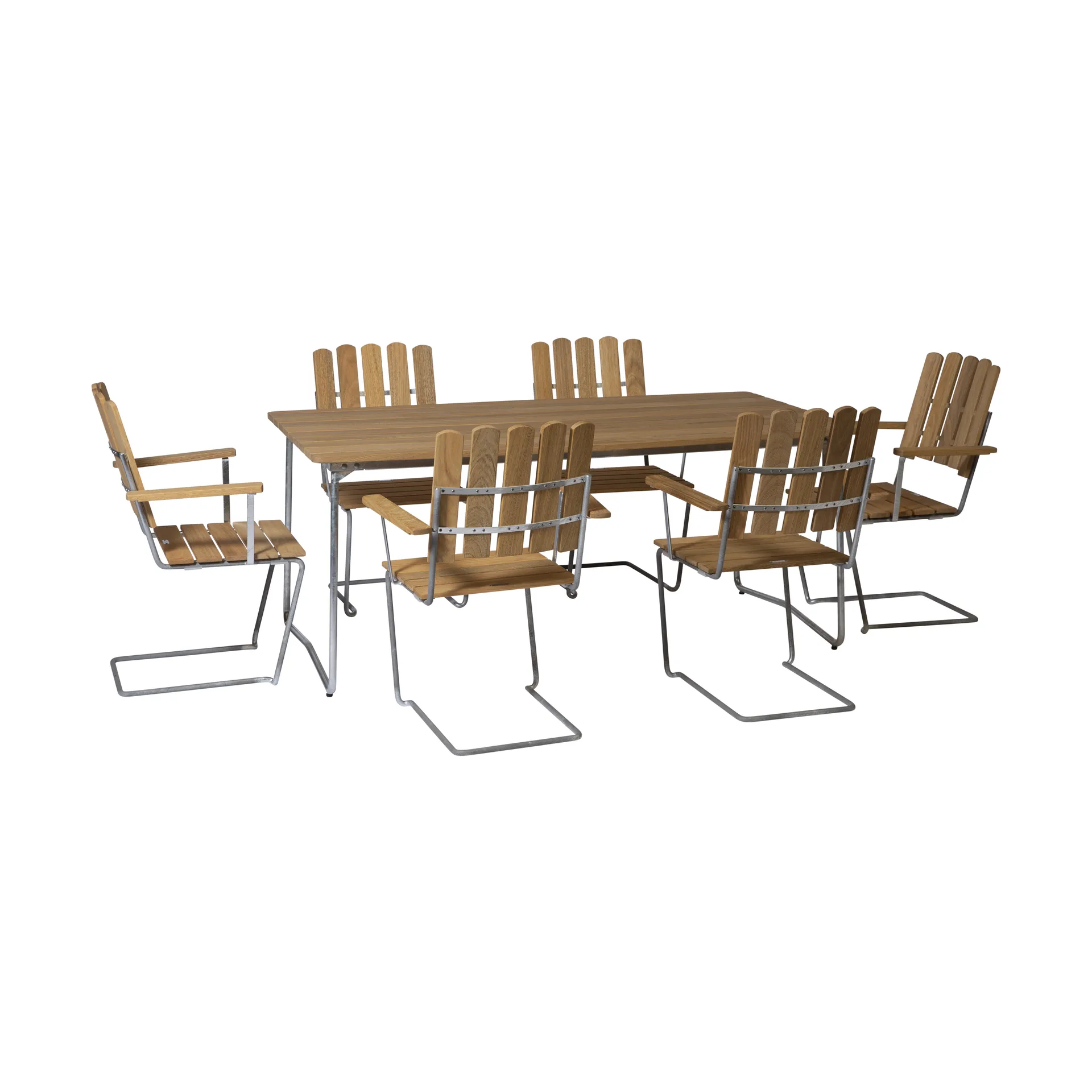 Grythyttan dining set oak B31 170cm + 6pcs A2 Grythyttan Stålmöbler
