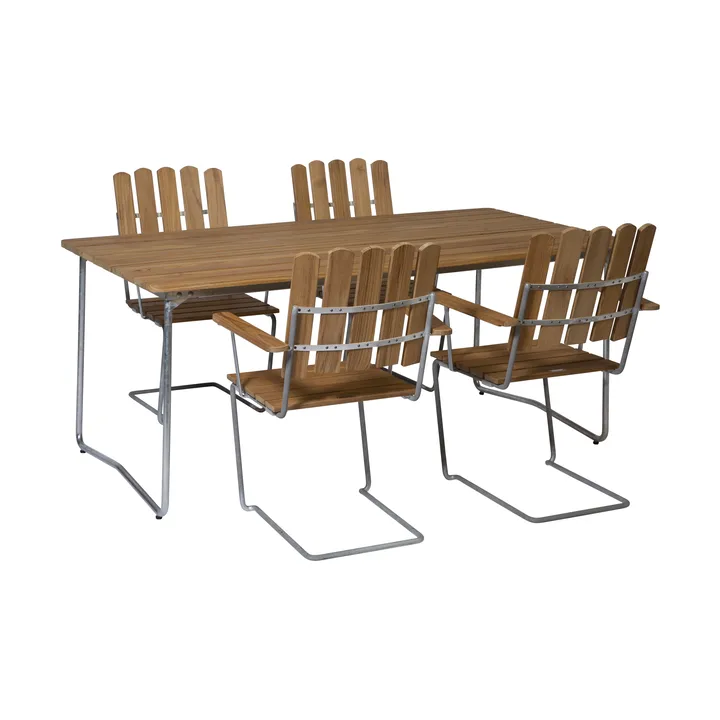 Grythyttan dining set teak B31 170cm + 4pcs A2 - Grythyttan Stålmöbler