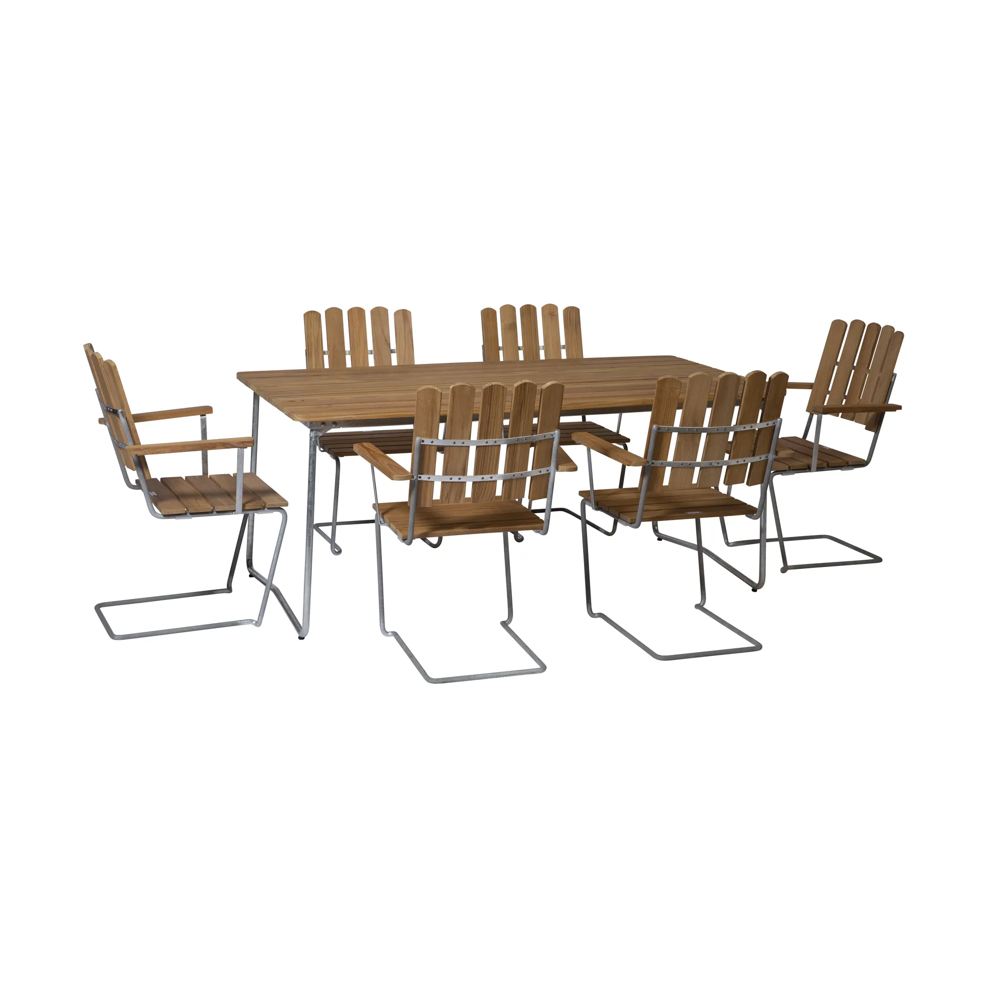 Grythyttan dining set teak B31 170cm + 6pcs A2 Grythyttan Stålmöbler