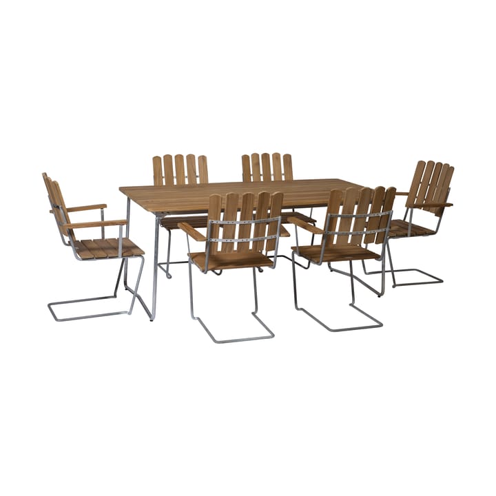 Grythyttan dining set teak B31 170cm + 6pcs A2 - undefined - Grythyttan Stålmöbler