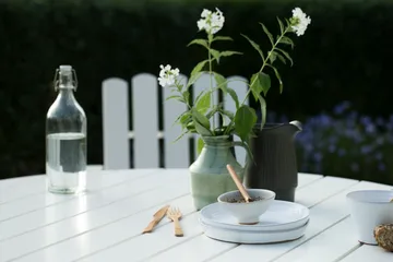 Grythyttan dining set white 9A Ø100cm + 4pcs A2 - undefined - Grythyttan Stålmöbler