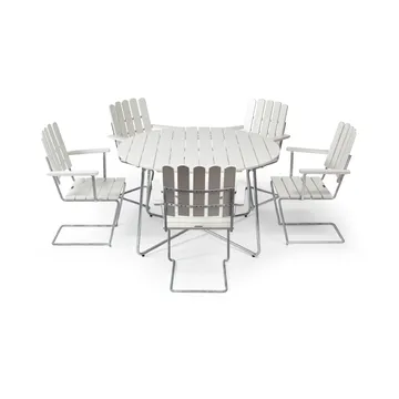 Grythyttan dining set white 9A Ø120cm + 5pcs A2 - undefined - Grythyttan Stålmöbler