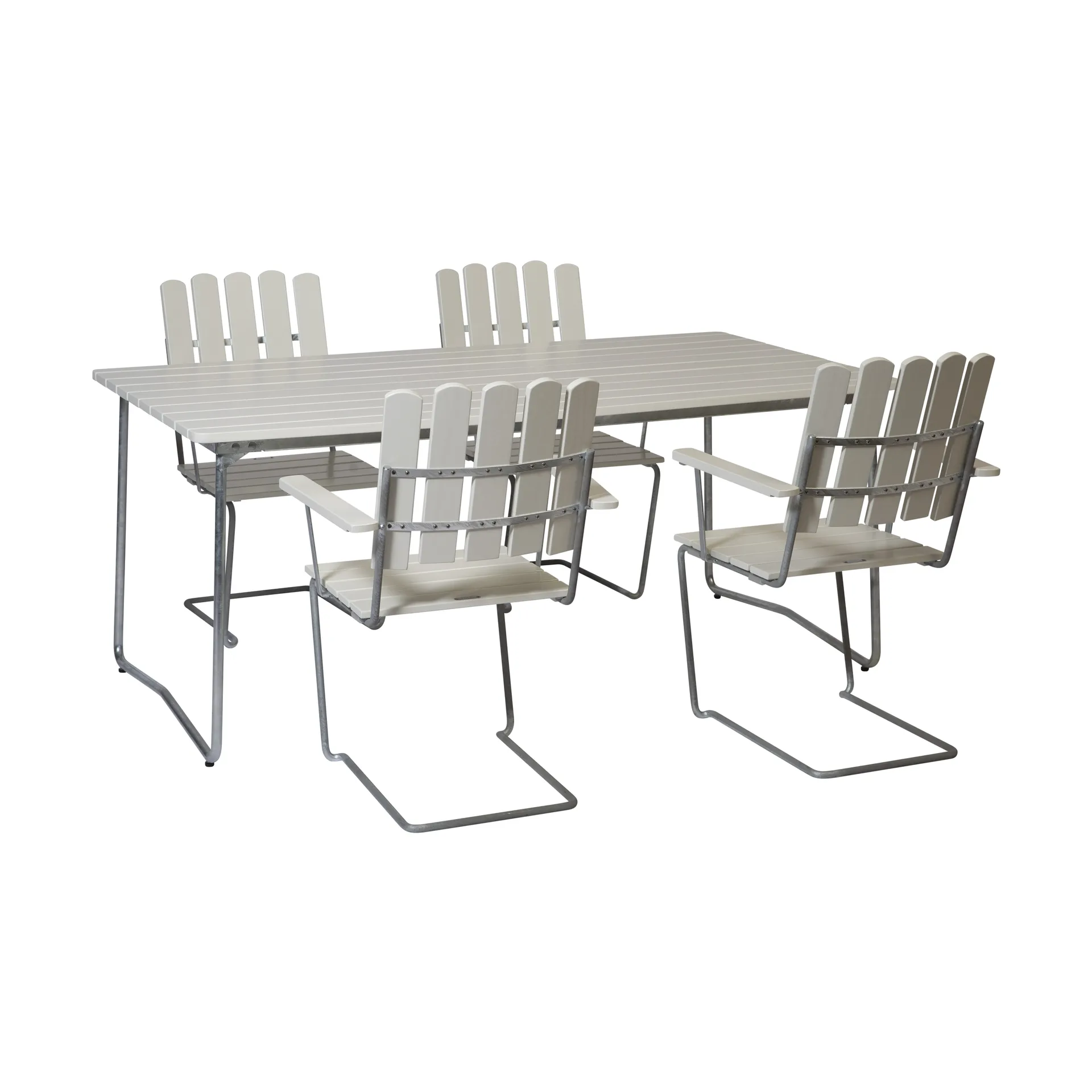 Grythyttan dining set white B31 170 cm + 4pcs A2,  Grythyttan Stålmöbler