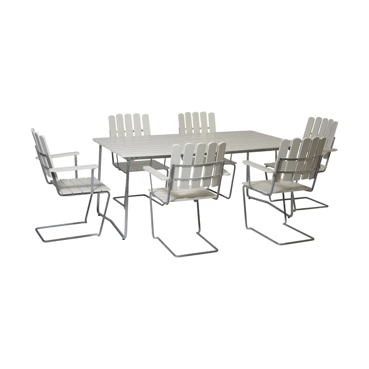 Grythyttan dining set white B31 170 cm + 6pcs A2 - Grythyttan Stålmöbler