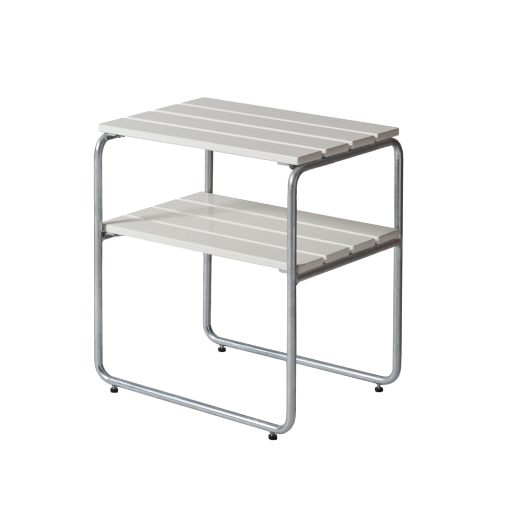 Grythyttan Stålmöbler Grythyttan side table White lacquer oak-hot-dip galvanized stand