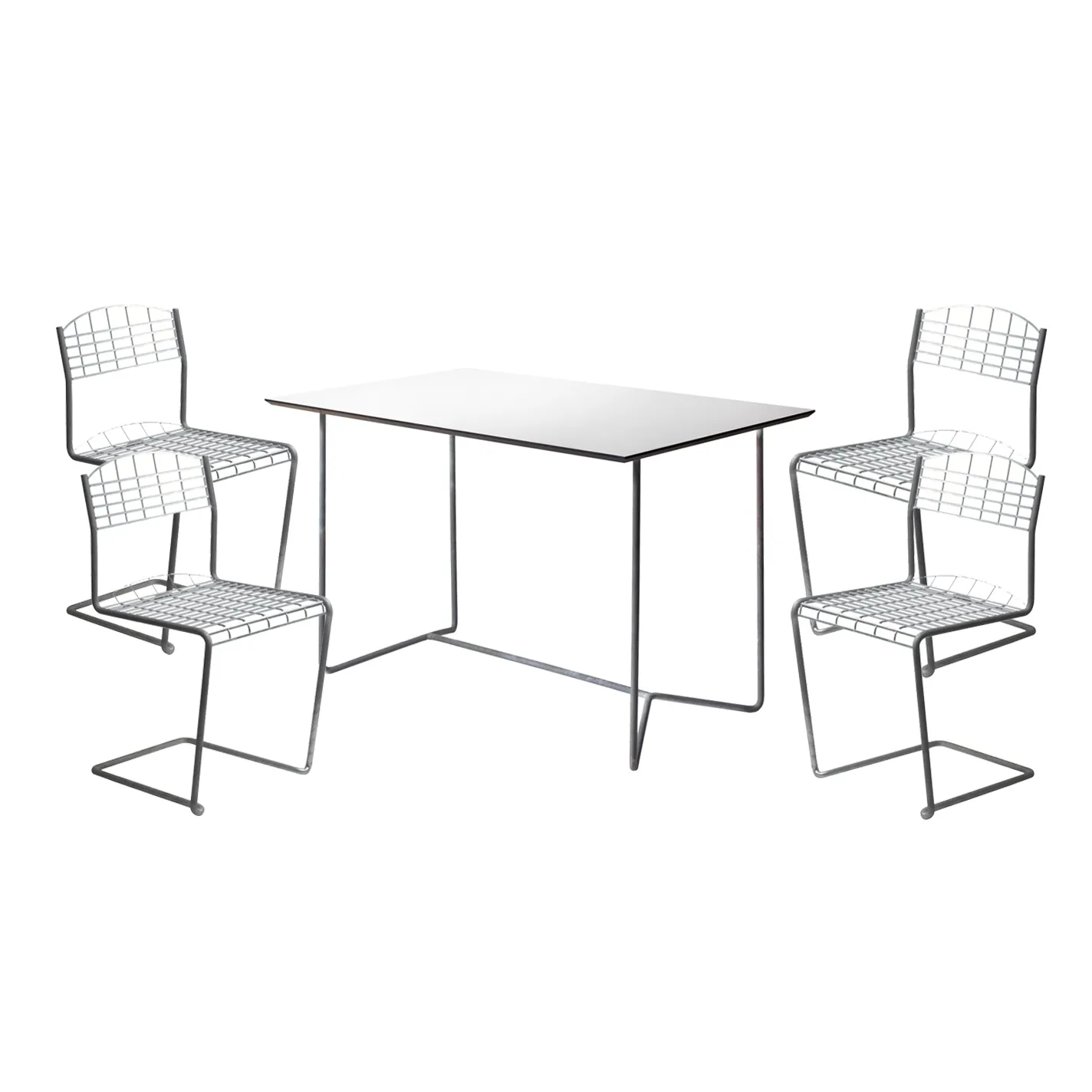 High Tech dining set - rectangular dining table,  Grythyttan Stålmöbler