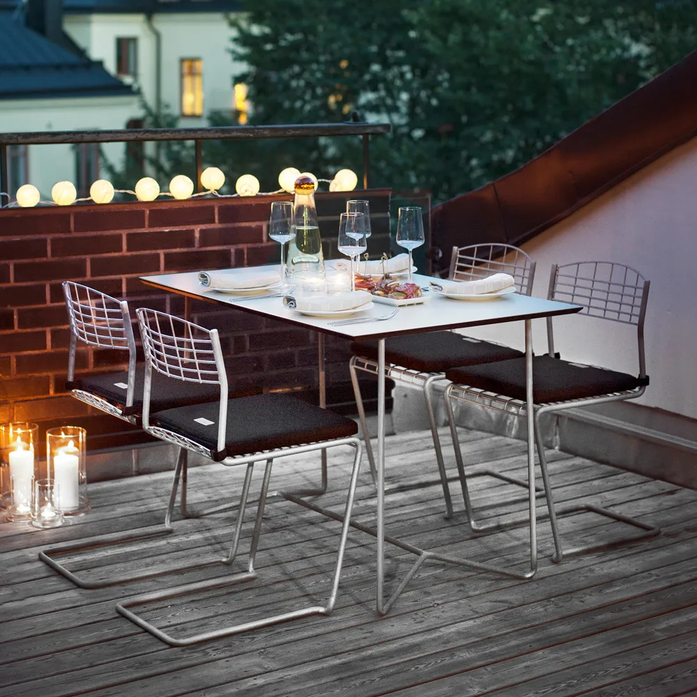 High Tech dining set - rectangular dining table,  Grythyttan Stålmöbler