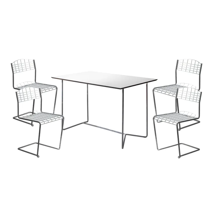 High Tech dining set - rectangular dining table - Grythyttan Stålmöbler