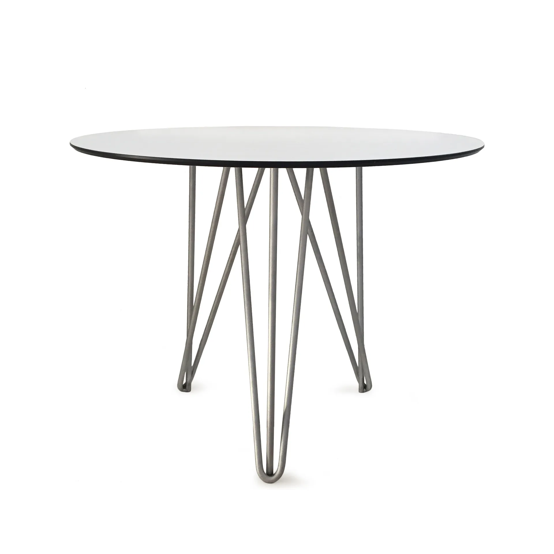 High Tech table, ø90 cm, White-hot-dip galvanized stand Grythyttan Stålmöbler