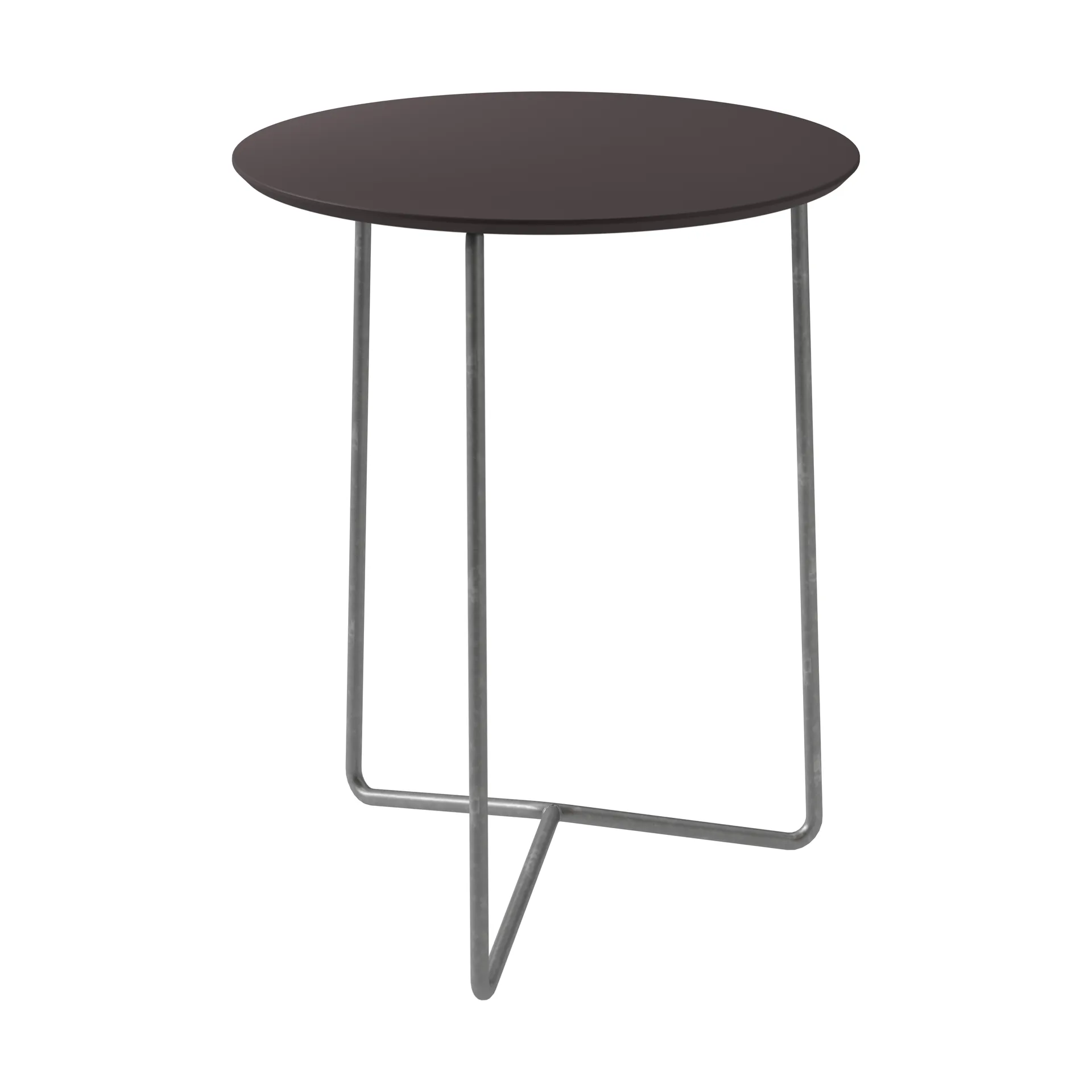 High Tech table, Charcoal compact laminate–hot-dip galvanized frame, Ø60 cm Grythyttan Stålmöbler