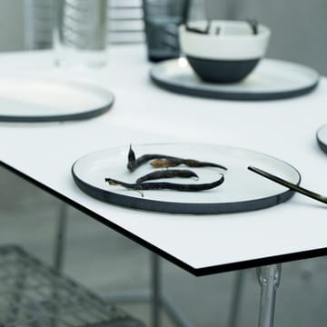 High Tech table rectangular - White-black stand - Grythyttan Stålmöbler