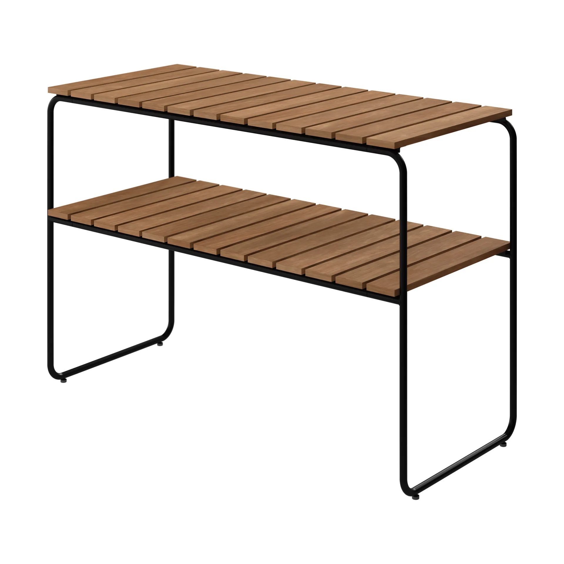 L105 console table, Teak-black steel frame Grythyttan Stålmöbler
