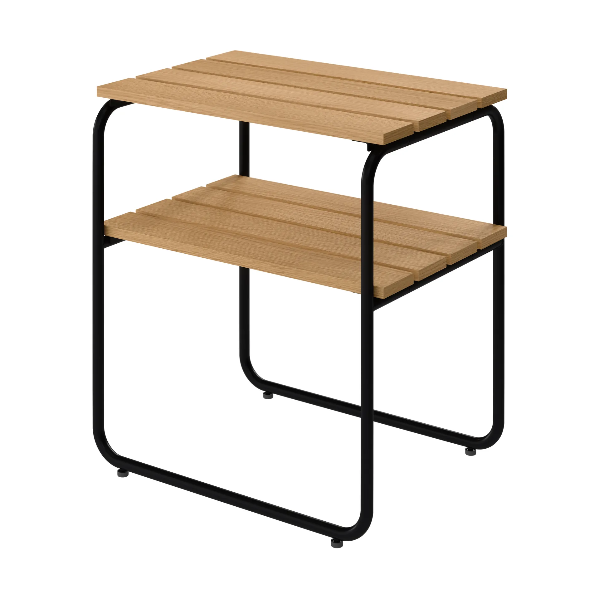 L45 side table, Oiled oak-black steel frame, 45x32 cm Grythyttan Stålmöbler