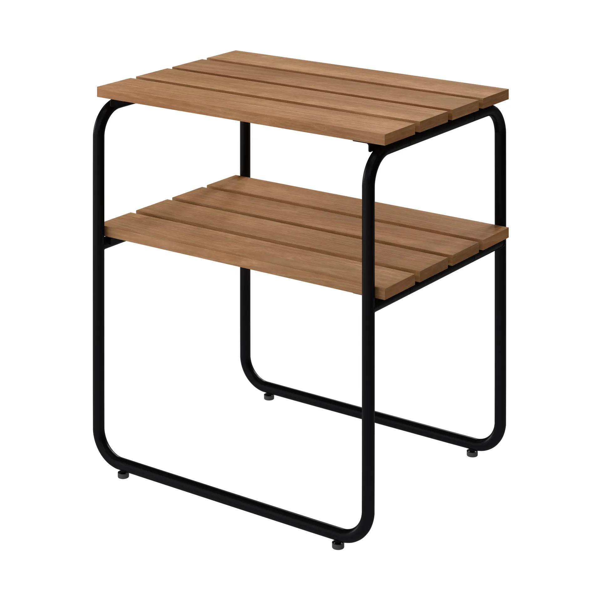 L45 side table, Teak-black steel frame, 45x32 cm Grythyttan Stålmöbler