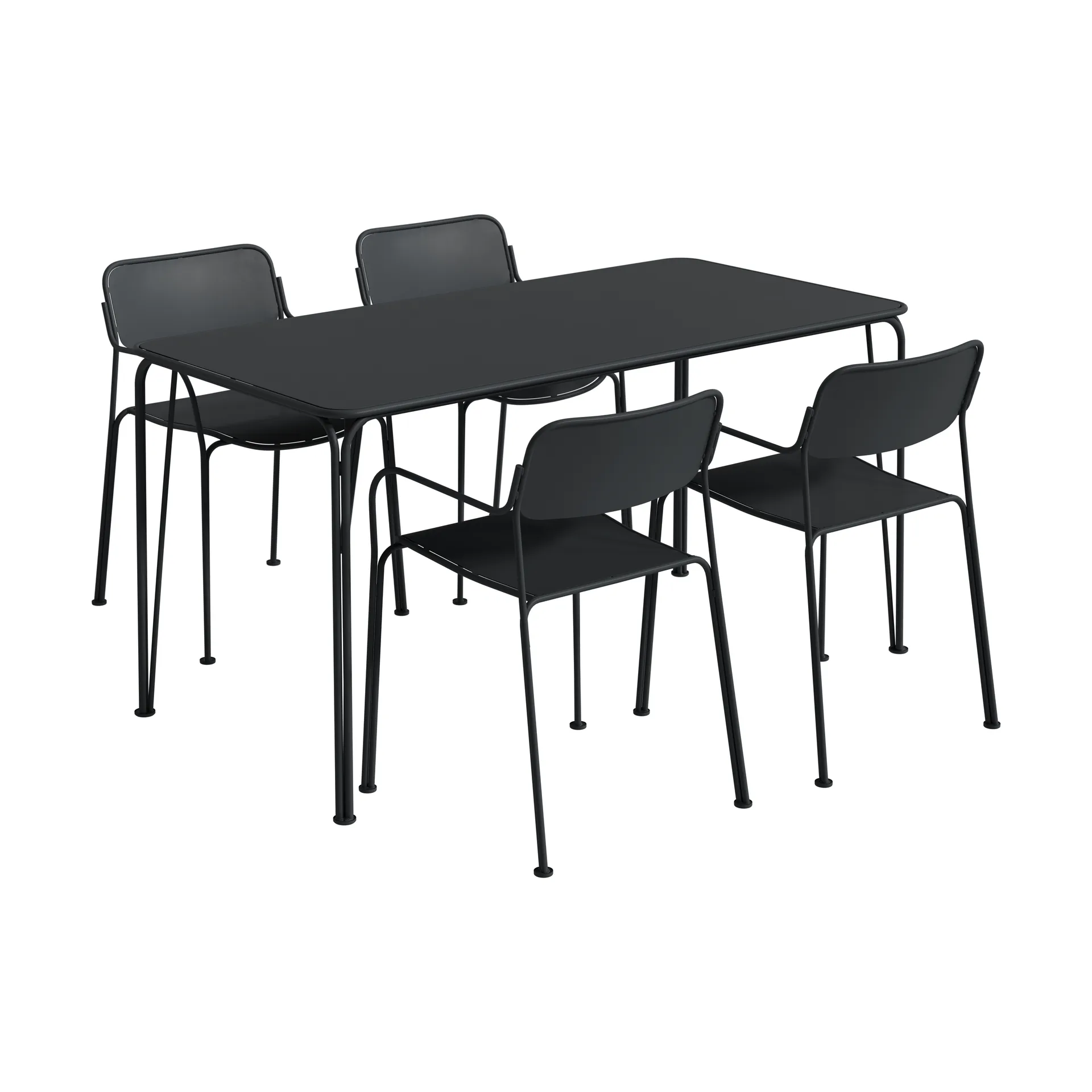 Libelle table 140 + 4 chairs, graphite grey Grythyttan Stålmöbler