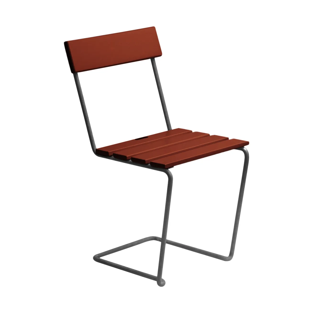 Stol 1 chair, Dark red lacquered oak-warm galvanised frame Grythyttan Stålmöbler