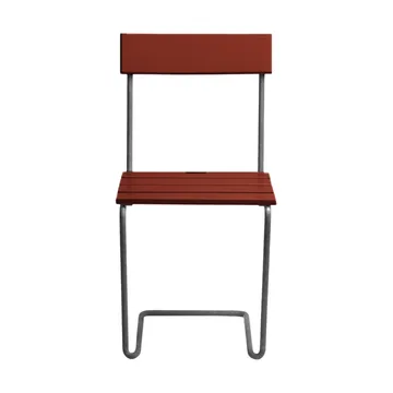 Stol 1 chair - Dark red lacquered oak-warm galvanised frame - Grythyttan Stålmöbler