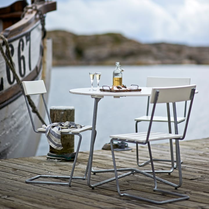 Stol 1 chair - White lacquer oak-hot-dip galvanized - Grythyttan Stålmöbler