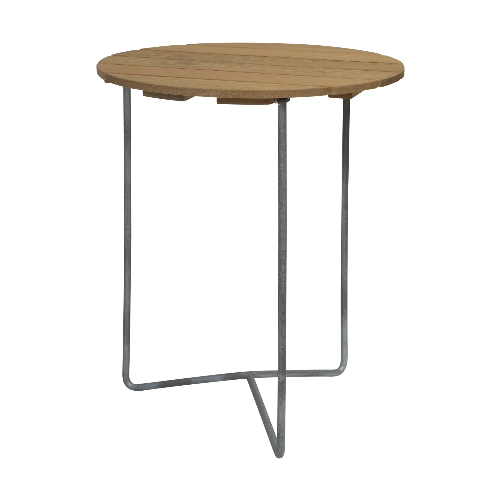 Table 6B table Ø60 cm, Oiled oak-galvanized legs Grythyttan Stålmöbler
